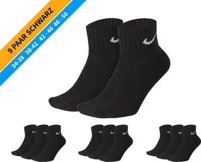 Produktbild von NIKE Socken - Farbe: 9 Paar Schwarz Quarter Socken - Größe: 38-42