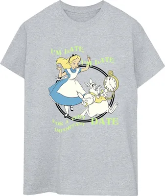 Produktbild von Disney - "Alice In Wonderland I'm Late" T-Shirt für Damen BI8821 (XXL) (Grau)