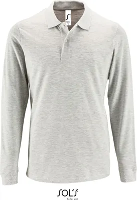 Produktbild von SOLs 02087 | Herren Long-Sleeve Piqué Polo Shirt Perfect - Farbe: Ash (Heather) - Größe: M
