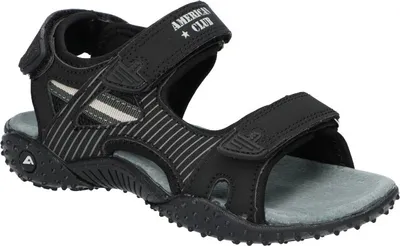 Produktbild von AMERICAN CLUB HL164 Solide KinderSandalen, Naturleder Innensohle, Klett Sandalen, Sportsandalen, Schwarz 33
