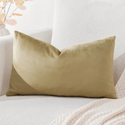 Produktbild von Samtkissenbezug, Dekokissen, Sofakissen, Lendenkissen, Zierkissenbezug, Sofa, Schlafzimmer, 40 x 60 cm, gelbbraun