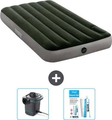 Produktbild von Intex Luftbett - 1 Person - 99 x 191 x 25 cm - Grün - Pumpe en Reperaturset