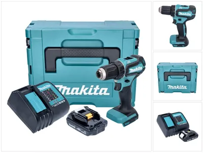 Zdjęcie produktu dla Makita DDF 485 SY1J akumulatorowa wiertarko-wkrętarka 18 V 50 Nm bezszczotkowa + 1x akumulator 1,5 Ah + ładowarka + Makpac