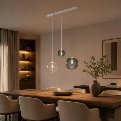 Produktbild von s.luce Orb Esstisch-Hängelampe 3-flammig 120cm Ø 20/30/40 Esstischlampe Rund