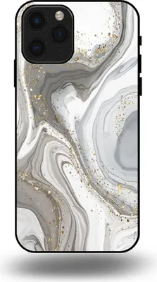 Produktbild von Smartphonica Handyhülle passend für iPhone 11 Pro mit Marmordruck - TPU Rückseitenschutzhülle Marmordesign - Silber