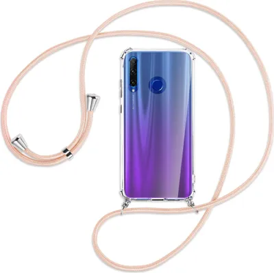 Produktbild von Handykette Backcover-Schutzhülle mit Band (Metall silberfarben) für Honor 20 Lite / 20e - rose peach