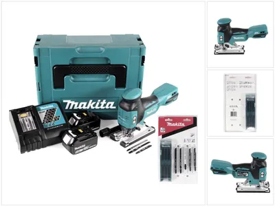 Produktbild von Makita DJV 181 RTJ Akku Pendelhubstichsäge 18V Brushless + 1x Akku 5,0Ah + Ladegerät + 17x Sägeblatt + Makpac
