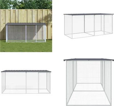 Zdjęcie produktu dla vidaXL Klatka dla kurczaków z dachem antracyt 203x98x90 cm stal ocynkowana - Klatka dla kurczaków - Klatki dla kurczaków - Kurnik - Kurnik