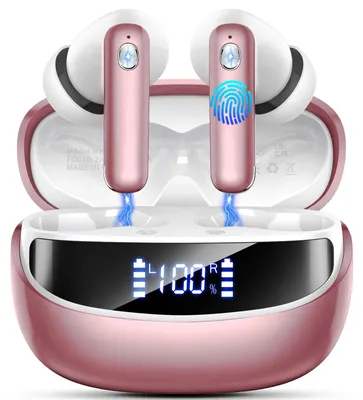 Obrázok produktu pre Bezdrôtové slúchadlá Bluetooth 2026, slúchadlá do uší s 50 hodinami výdrže, mikrofóny s potlačením okolitého hluku (ENC), vodotesné, LED displej, ideálne ako bezdrôtové slúchadlá