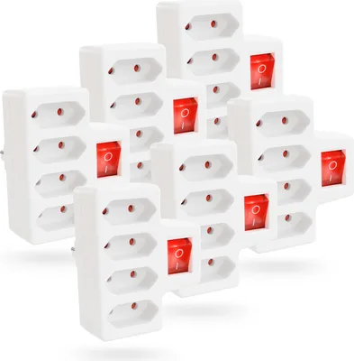 Produktbild von greate 6x 4fach Steckdose für Eurostecker mit Schalter bis zu 2300W - Steckdosenadapter ohne Kabel, Mehrfachsteckdose