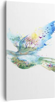 Produktbild von Bild auf Leinwand - Leinwandbild - Abstraktion Vogel Natur Bewegung - 55x100cm - Wand Bild - Wanddeko - Leinwanddruck - Bilder - Kunstdruck - Leinwand bilder - Wandkunst - PA55x100-3032