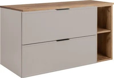 Zdjęcie produktu dla Szafka łazienkowa, kaszmir / dąb craft, czarne uchwyty, 100 (80 + 20) x 46 x 57 cm