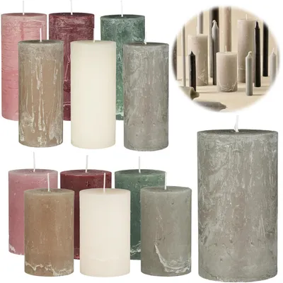 Produktbild von LS-LebenStil Exklusive Stumpenkerzen 14x6,8cm Ribe Rustik Grau Frensh - EU - Unparfümiert - 64 Std Brenndauer - Ohne Duft Blockkerzen Kerzen