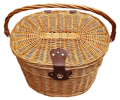 Produktbild von Fahrradkorb aus Rattan mit Deckel für stilvolles Radfahren