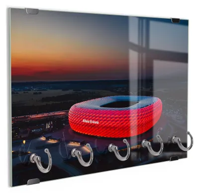 Produktbild von DEQORI Schlüsselbrett Glas 30x20 cm 'Allianz Arena, München' Schlüssel Halter Board Haken