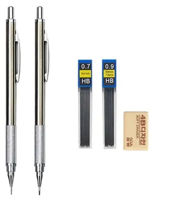 Image de Jeu de crayons à mine en métal complet, de 0,3 à 2,0 mm, pour l'art et le bureau, avec mines incluses