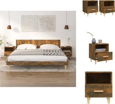 Image de vidaXL Tables de chevet 2 pcs. Chêne fumé 40x35x47 cm - Tables de chevet