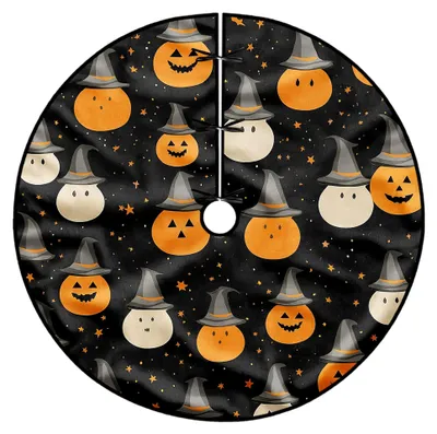Produktbild von Kürbisbaumrock in Orange für Halloween, festlicher Geisterhut aus Samt, 91,4 cm