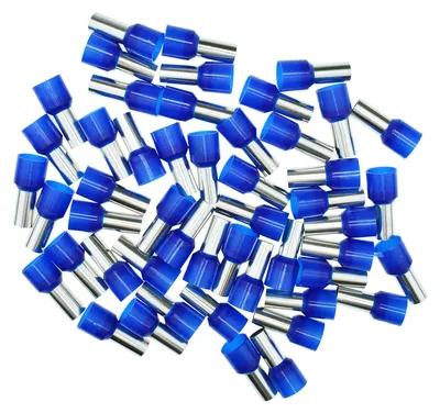 Produktbild von Aderendhülsen 16mm² (blau), isoliert, 50 Stück