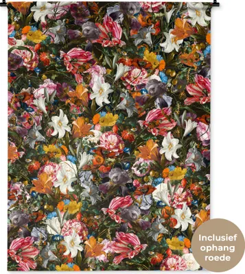 Produktbild von MuchoWow® Wandteppich Wandbehang Blumen - Schmetterling - Design - Kunst - Abstrakt - Malerei - Alte Meister 120x160 cm Tapisserie Dekoration Wandtuch - Wohnzimmer - Moderne