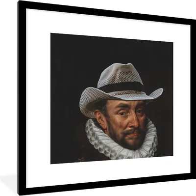 Produktbild von MuchoWow® MuchoWow® Gerahmtes Poster Wilhelm von Oranien - Kunst - Hut 40x40 cm - Poster mit zchwarzem Bilderrahmen - Poster - Plakat im Rahmen