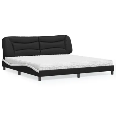 Immagine prodotto di Maison Exclusive - Letto con materasso "Hvar" bianco e nero 200x200 cm in ecopelle