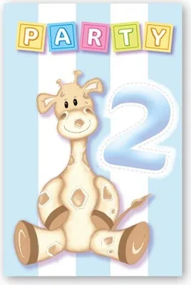 Produktbild von 2. Geburtstag Giraffe Junge 6 Einladungskarten