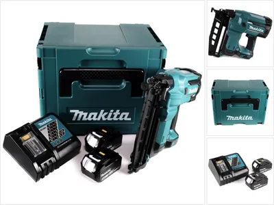 Obrázek produktu pro Makita DBN600RTJ, Hřebíkovací/sponkovací pistole, Rovný zásobník, Černá, Zelená, Výboj z baterie, 2,5 cm, 6,4 cm