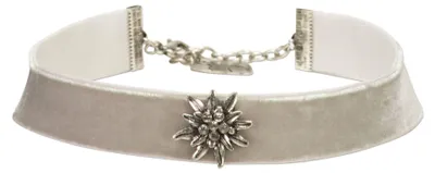 Produktbild von Alpenflüstern Trachten-Samt-Kropfband breit Strass-Edelweiß - Trachtenkette enga