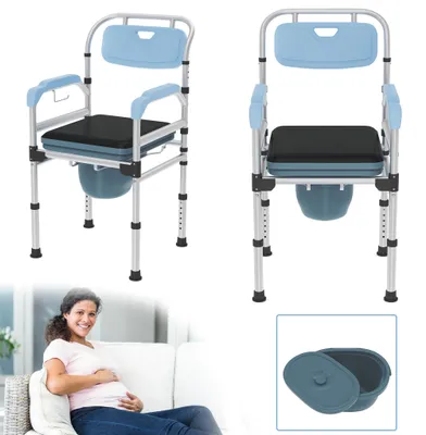 Obrázok produktu pre Toaletná stolička - Sedadlo na toaletu - WC stolička - Komoda na toaletu - Stolička do sprchy - Výškovo nastaviteľná