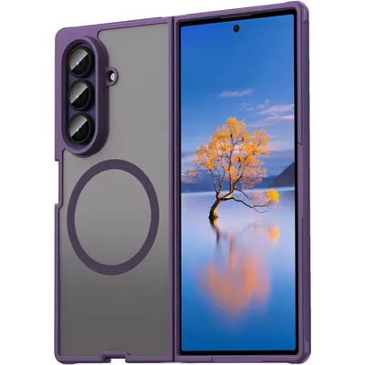 Immagine prodotto di Custodia per Samsung Galaxy Z Fold7, retro traslucido opaco con protezione della fotocamera, custodia protettiva antiurto Viola