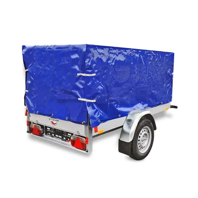 Produktbild von PKW Anhänger Hochplane blau mit Gummigurt 2090 x 1140 x 880 mm