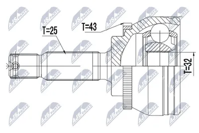 Produktbild von NTY Gelenksatz Antriebswelle Vorne Radseitig für MITSUBISHI Galant VIII Limousine (EA) NPZ-MS-063
