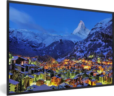 Produktbild von MuchoWow® Gerahmtes Poster Sonnenaufgang über dem Schweizer Matterhorn in Zermatt 30x20 cm - Poster mit Schwarzem Bilderrahmen Wandposter Rahmen Foto Bilder - Kunstdruck - Bild-Poster