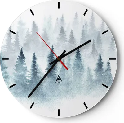 Produktbild von Wanduhr - Rund - Glasuhr - Bäume Wald Natur - 30x30cm - Schleichendes Uhrwerk - Lautlos - zum Aufhängen bereit - Dekoration Modern - Wanddekoration aus Glas - C3AR30x30-3981