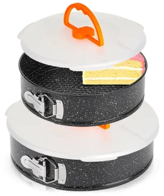 Immagine prodotto di Vilde | Stampi a cerniera 2 pz. con coperchio - Ø 24/28 cm - Acciaio al carbonio - Antiaderente