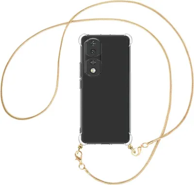 Produktbild von Handykette Backcover-Schutzhülle mit Band (Metall goldfarben) für Honor 90 Pro (REP-AN00, 6.78'') - goldfarbene Snake-Kette