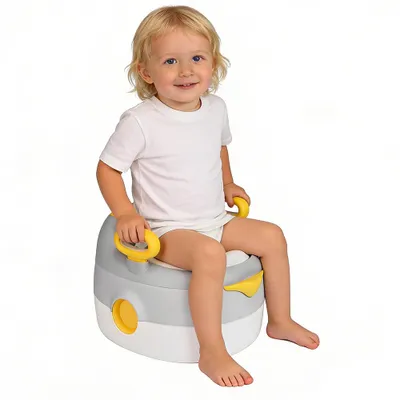 Image de Pot pour enfants, toilettes pour enfants, pot de bain, siège de toilettes pour enfants, pot d'apprentissage de la propreté avec poignées et base antidérapante, pour les enfants à partir de 1 an, gris