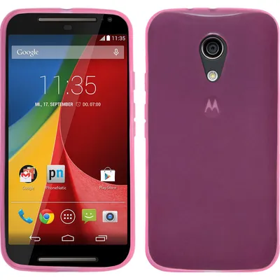 Produktbild von PhoneNatic Case kompatibel mit Motorola Moto G 2014 2. Generation - rosa Silikon Hülle transparent + 2 Schutzfolien