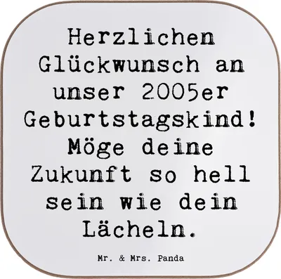 Produktbild von Mr. & Mrs. Panda Untersetzer für Gläser Spruch 2005 Geburtstag - Weiß - Geschenk, Geburtstagsgruß, gläseruntersetzer, Coaster, Glückwunsch, unterleger, Holzuntersetzer