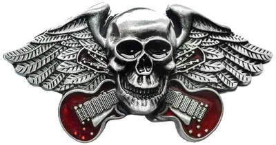 Produktbild von Western Buckle Gürtelschnalle Biker Cowboy »GS-411« Skull Gitarren Flügel