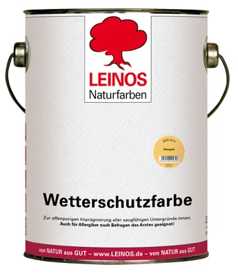 Produktbild von LEINOS Wetterschutzfarbe Maisgelb 2,5 l für Holz außen, deckend, elastisch