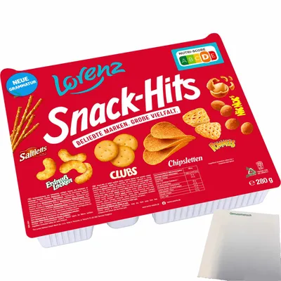 Produktbild von Lorenz Snack-Hits Knabbermix (280g Party Packung) + usy Block