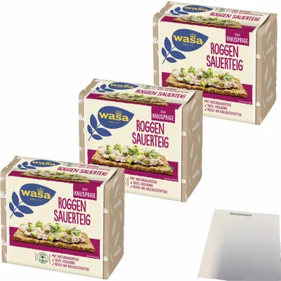 Produktbild von Wasa Knäckebrot Roggen traditionell 3er Pack (3x235g Packung) + usy Block