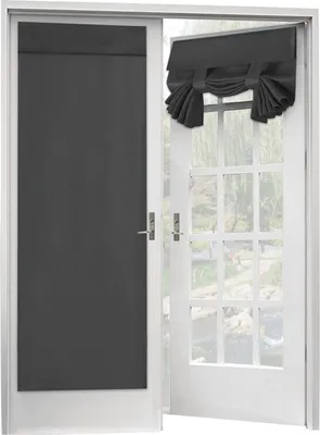 Produktbild von Französischer Türvorhang 2er-Set mit wärmeisoliertem Blackout-Glastür-Vorhangpaneel mit Klettverschluss Tricia-Vorhang, 2 Paneele, 26 x 68 Zoll, Dunkelgrau