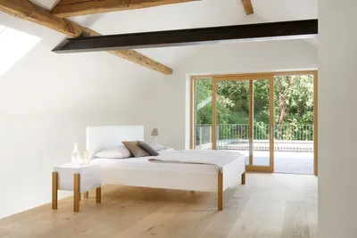 Produktbild von Einzelbett Alpina Metallfrei 120 x 200 cm in Fichte Weiß lackiert mit Kopfteil