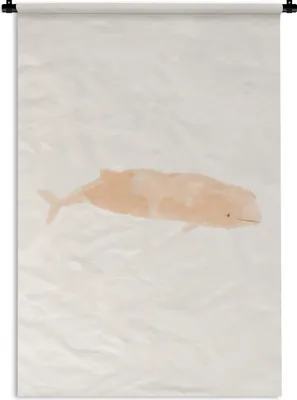 Produktbild von MuchoWow® Wandteppich Wandbehang Wal - Pastell - Rosa 90x135 cm Tapisserie Dekoration Wandtuch - Baumwolle - Wandskulptur