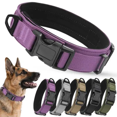 Produktbild von Taktisches Hundehalsband Verstellbar Gepolstert Nylon Violett L