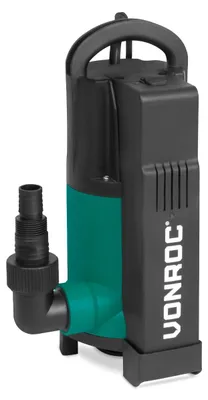 Produktbild von VONROC Tauchpumpe mit integriertem Schwimmer [750W] - Schmutzwasserpumpe für Keller, Pool, Gartenteich - Flachsaugend max Höhe [7,5m] - 1400 l/h