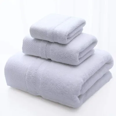 Imagen del producto de Juego de 3 toallas de baño de 100% algodón, suaves y absorbentes